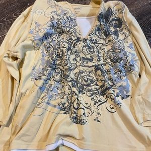 y2k yellow half zip up hoodie with built in tank top